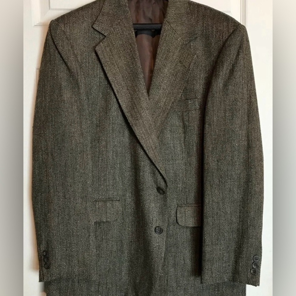 Haggar Men’s 40 Regular Blazer Herringbone Imperial Grey Tan 40R NWOT Vintage